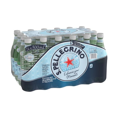 S.Pellegrino Sparkling Natural Mineral Water, Plastic Bottles, 24 ct./16.9 fl. oz.